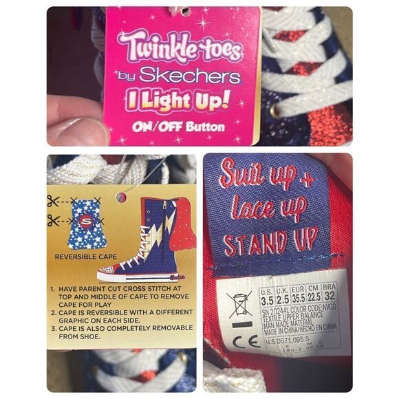 Sketchers Twinkle Toes Twinkle Hero Twinkle Lite High Top Sneakers sz 3.5 - Picture 7 of 10